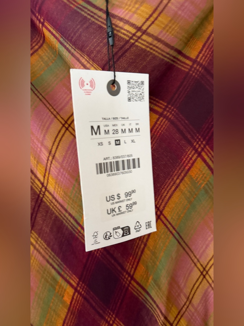 Zara Plaid Maxi Skirt in Brown and Olive Tones size M - Picture 5 of 7